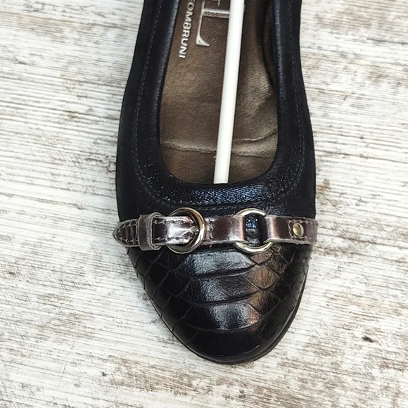 🟦Sz 36/6 AGL Attilio Giusti Leombruni Midnight Blue Shimmer Flats - Picture 3 of 16